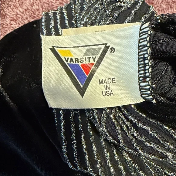 Varsity juniors Black Velvet with Silver Metallic Detail Dance suit. - Picture 6 of 7